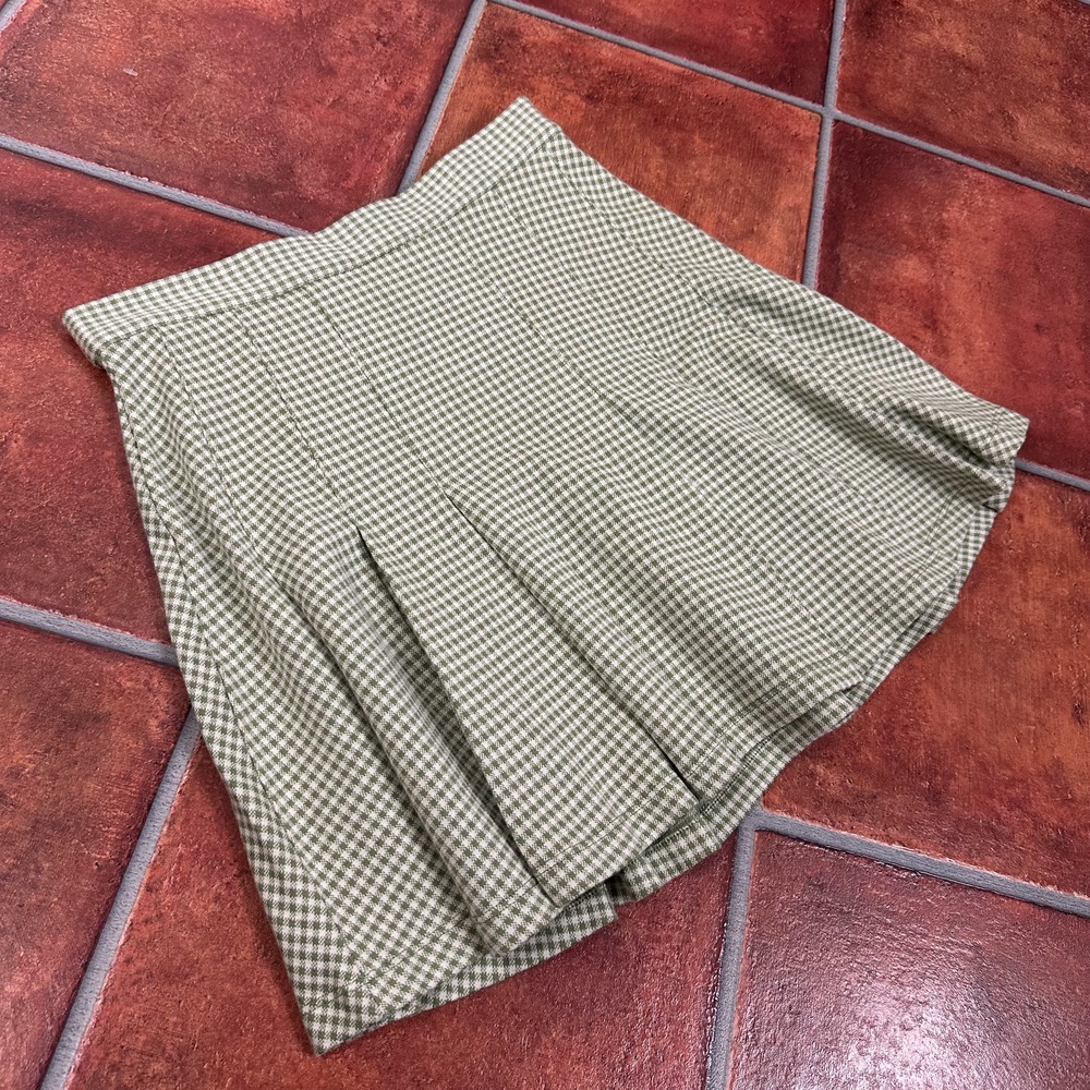 Free People Gingham Flared Mini Skirt Size 6